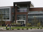 Visitors gather at Clark College&#039;s new STEM Building for a ribbon-cutting ceremony and a tour of the facility Monday afternoon. Students have been in classes at the 70,000-square-foot building for about two weeks, but it was formally unveiled to the public with a ribbon-cutting ceremony.