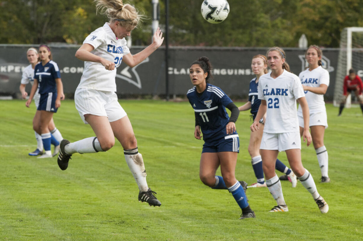 Clark College&#039;s Riley Allison (20), a Camas High grad, is one of 13 players from Clark County on the Penguins&#039; roster this fall.