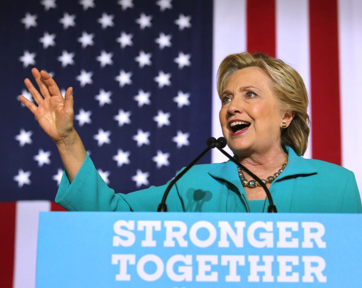 Democratic presidential nominee Hillary Clinton delivers remarks during her campaign stop at the Dickerson Center in Daytona Beach, Fla., Saturday, Oct. 29, 2016.