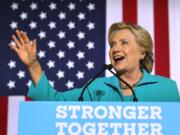 Democratic presidential nominee Hillary Clinton delivers remarks during her campaign stop at the Dickerson Center in Daytona Beach, Fla., Saturday, Oct. 29, 2016.