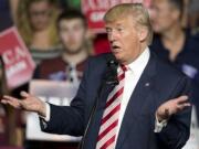 FILE – In this Sept. 24, 2016, file photo, Republican presidential candidate Donald Trump gestures during a rally in Roanoke, Va. Countless former Democrats in Ohio's blue-collar Mahoning Valley are transferring their adoration for late U.S. Rep. James A. Traficant Jr., D-Ohio, to Trump, while those who knew Traficant say similarities between him and Trump end at the populist bravado and outsized hair.