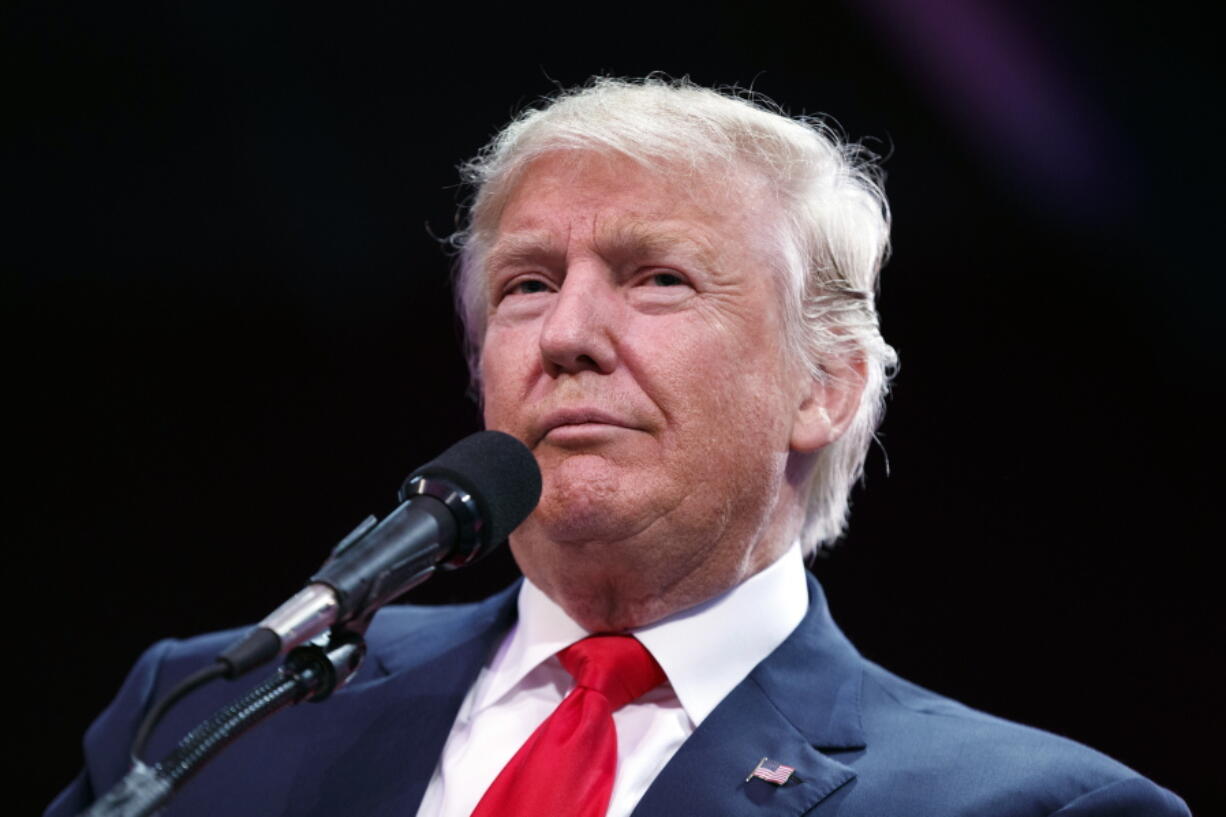 Republican presidential candidate Donald Trump speaks during a campaign rally, in Loveland, Colo.