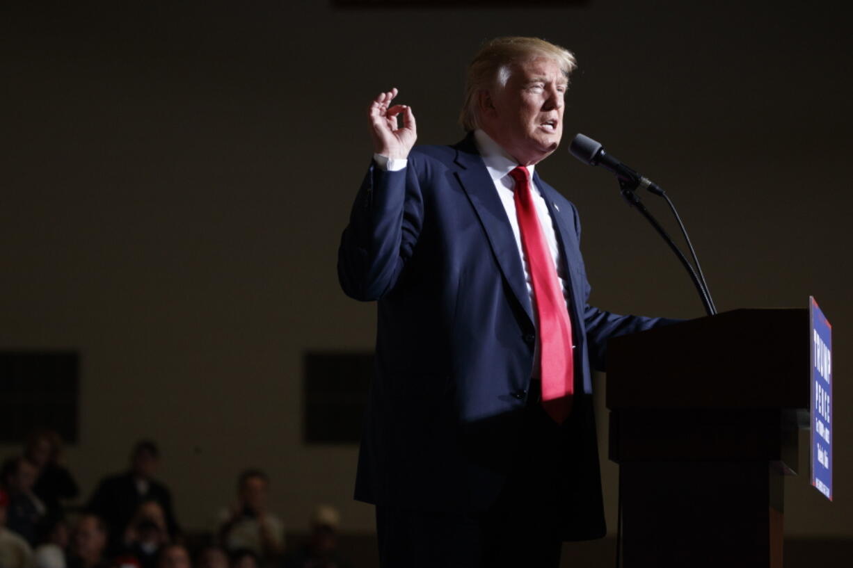 Republican presidential candidate Donald Trump speaks during a campaign rally Thursday in Toledo, Ohio.