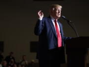 Republican presidential candidate Donald Trump speaks during a campaign rally Thursday in Toledo, Ohio.