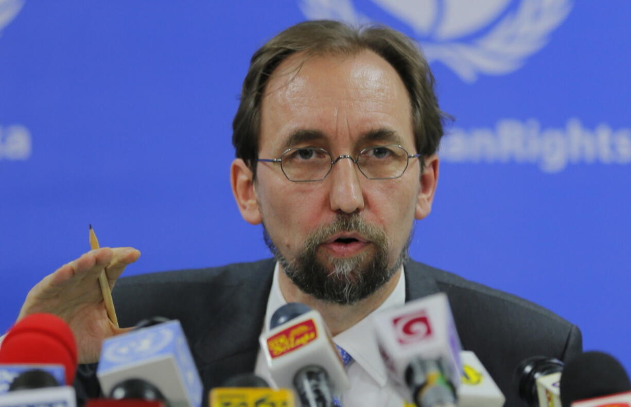 United Nations High Commissioner for Human Rights Zeid Ra&#039;ad al-Hussein speaks in Colombo, Sri Lanka. The U.N. human rights chief said on Wednesday that U.S. presidential candidate Donald Trump would be &quot;dangerous from an international point of view&quot; if he is elected.