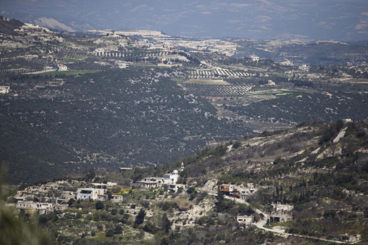 A view towards the Turkish border from Kinsibba, Syria. Syrian opposition activists said Thursday an explosion in a village in northwestern Syria near the border with Turkey has killed at least 16 people.