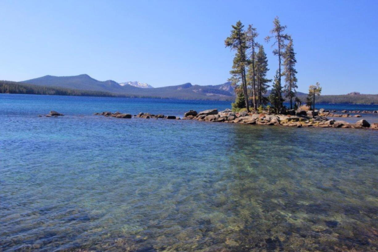 This image, taken Sept. 12, 2016, shows one of the islands on Waldo Lake in Oregon. The islands, large and small, can be visited for day use but visitors cannot camp there.