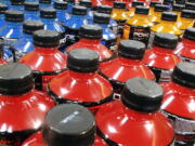 Sodas and energy drinks are stacked and line the shelves in a grocery store in Springfield, Illinois.