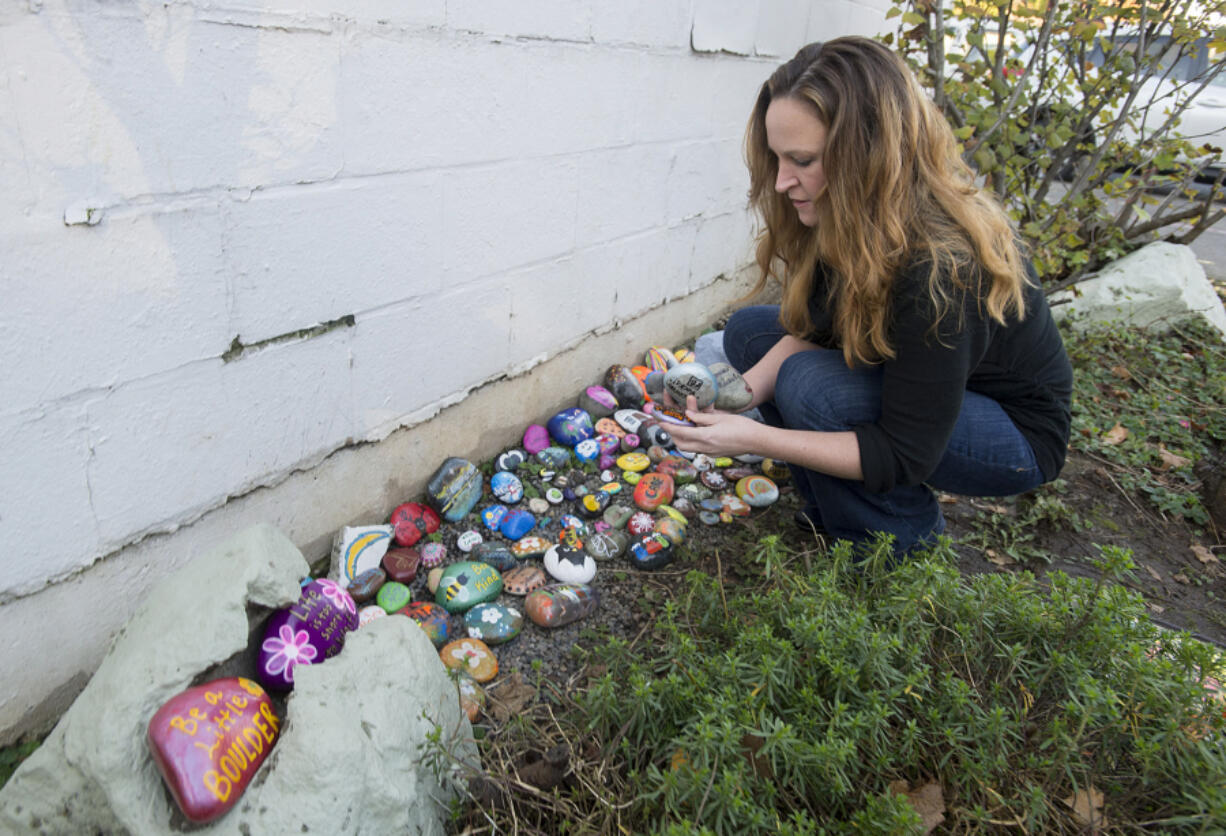 Organizer Angelique Vines Reagan of Vancouver Rocks! spreads a little joy at Respect Park in Vancouver&#039;s Uptown Village on Nov. 9.