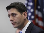 House Speaker Paul Ryan of Wisconsin speaks during a news conference on Capitol Hill in Washington. Republicans seemed on track to secure two more years of House control in Tuesday&#039;s elections but with erosion of their historic majority, leaving hard-line conservatives with added clout to vex party leaders.