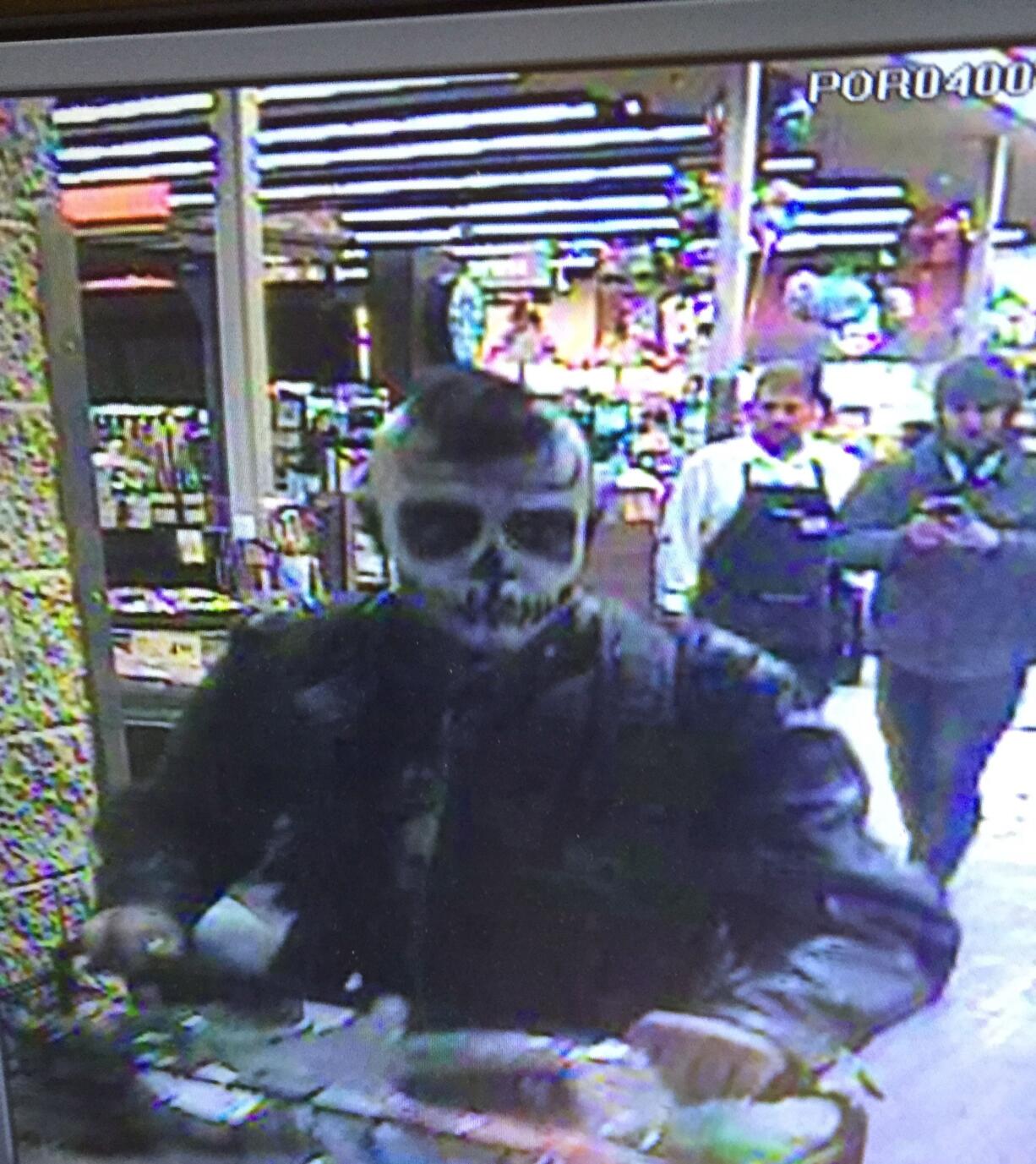 The Vancouver Police Department is trying to identify two people wearing skeleton makeup who tried to steal a cartload of groceries Sunday from the Safeway in the Shumway neighborhood.