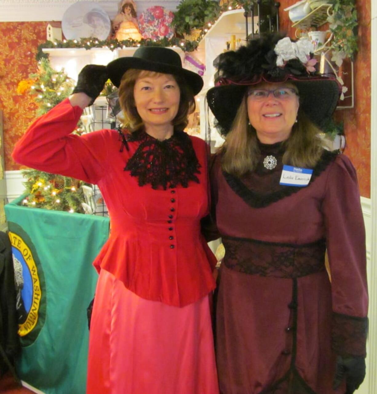 Battle Ground: Sherry Rossiter Lambert, left, and Leslie Emerick-Bloom at a celebration honoring the 70th anniversary of the Fort Vancouver Chapter No.