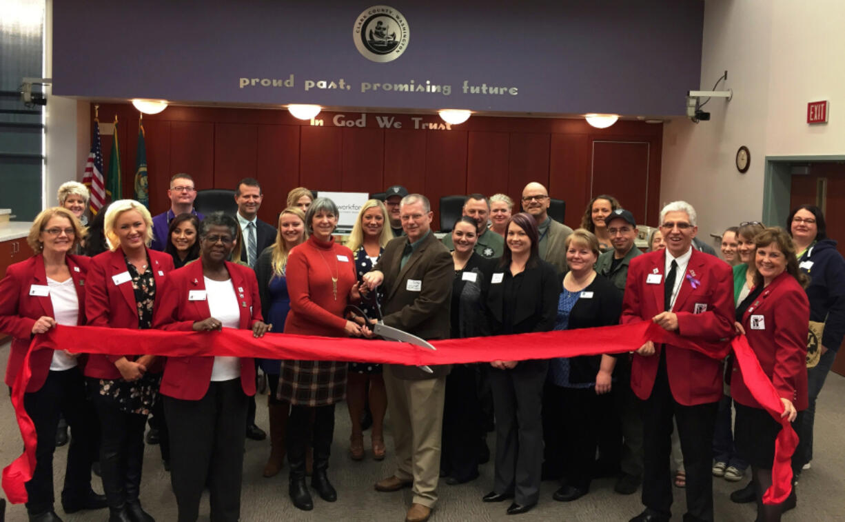 Esther Short: Officials from Workforce Southwest Washington, Clark County Sheriff&#039;s Office Reentry Program and WorkSource at a ribbon cutting for the new Linking to Employment Activities Pre-release program.