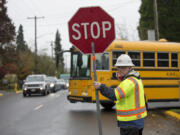 Downtown Ridgefield normally sees an increase in traffic during school drop-off and pick-up times, and recent construction has only added to the backup. The city, school district and contractor worked to hire John Moir of Rotschy Inc. as a flagger at the intersection of Pioneer Street and 45th Avenue.