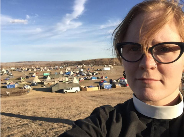 The Rev. Jessie Smith of St. Anne&#039;s Episcopal Church in Washougal poses for a photo at the Standing Rock camp in North Dakota.