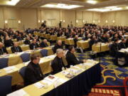 Members of the United States Conference of Catholic Bishops attend the USCCB&#039;s annual fall meeting in Baltimore on Monday. The bishops opened their meeting by urging President-elect Donald Trump to adopt humane policies toward immigrants and refugees.