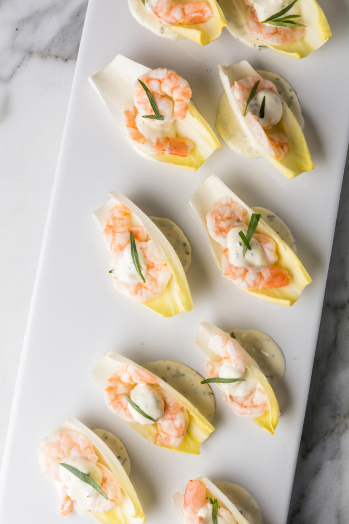 Champagne Shrimp on Endive (Goran Kosanovic for The Washington Post)