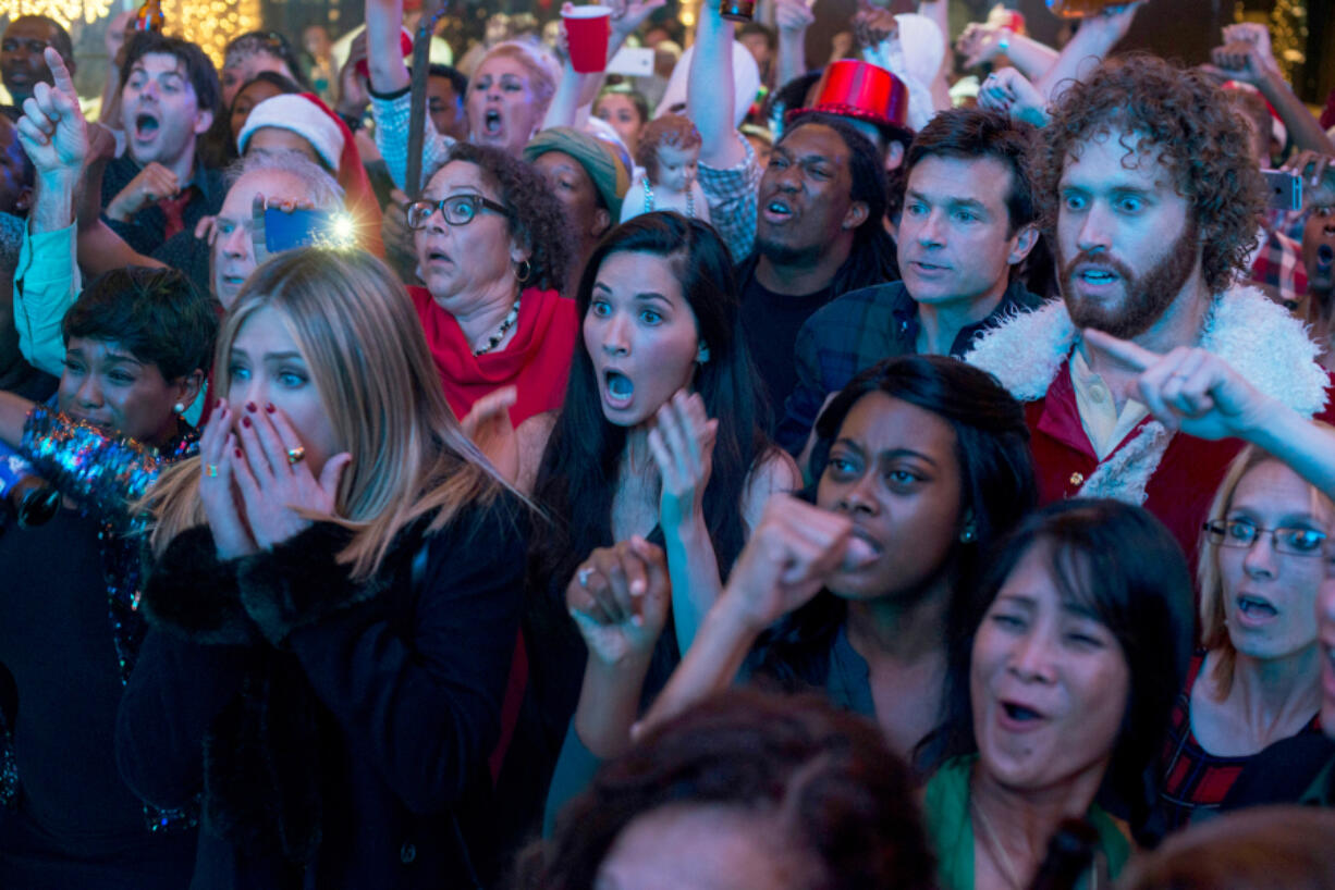 Jennifer Aniston, from left, Olivia Munn, Jason Bateman and T.J.