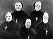 The five founders of the Sisters of Providence who arrived in Vancouver on Dec. 8, 1856: seated, from left, Praxedes of Providence, Joseph of the Sacred Heart, Mary of the Precious Blood; standing, from left, Vincent de Paul and Blandine of the Holy Angels.