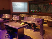 Consoles from the old Mercury Control Center in the Heroes &amp; Legends exhibit at the Kennedy Space Center Visitors Complex.