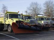 Crews at the Washington State Department of Transportation are gearing up for winter conditions, as seen at their Vancouver maintenance facility Wednesday afternoon, Dec. 7, 2016.