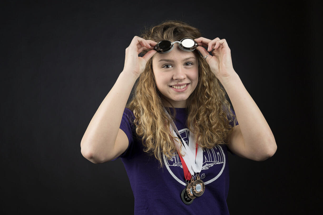 Columbia River swimmer Kara Noftsker is our All-Region girls swimmer of the year, as seen at The Columbian&#039;s photo studio Wednesday afternoon, Dec. 7, 2016.