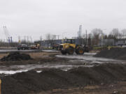 Construction continues on Centennial Industrial Park at the Port of Vancouver on Monday.