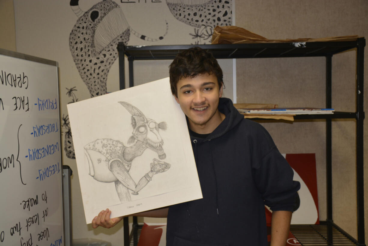 Washougal: Washougal School District staffer selected Washougal High School junior Conner Grant as one of the first artists honored as part of a new program where students artwork will hang in the district office.