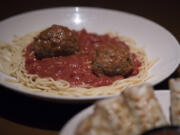 Sicilian meatballs are served Dec. 22 at The Old Spaghetti Factory in Vancouver.