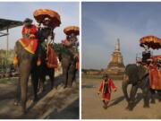 In this photo combo, people ride elephants outside a floating market Dec. 10 in Ayutthaya, Thailand. While it&#039;s important to have a clear subject in your shot, the background can enhance it by placing the scene in context.