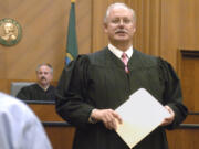 James Swanger being sworn in as a judge in July 2005.