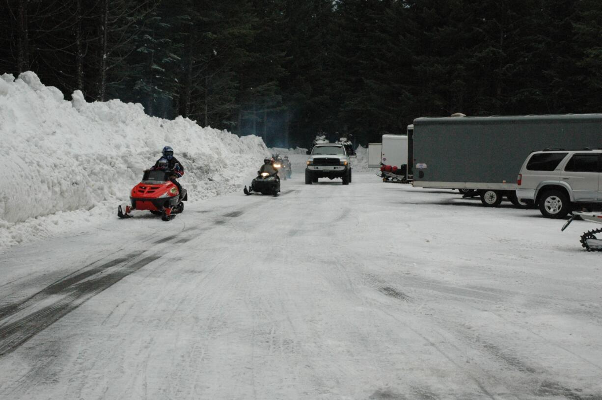 Marble Mountain Sno-Park has two parking lots and is very popular with snowmobile riders.