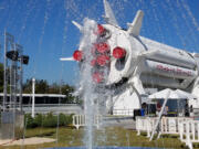 Rocket Garden fountain at the Kennedy Space Center.