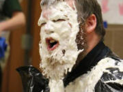 Battle Ground: Four lucky students from Tukes Valley Middle School earned the honor of throwing pies in their teachers faces for demonstrating positive behavior throughout the year.