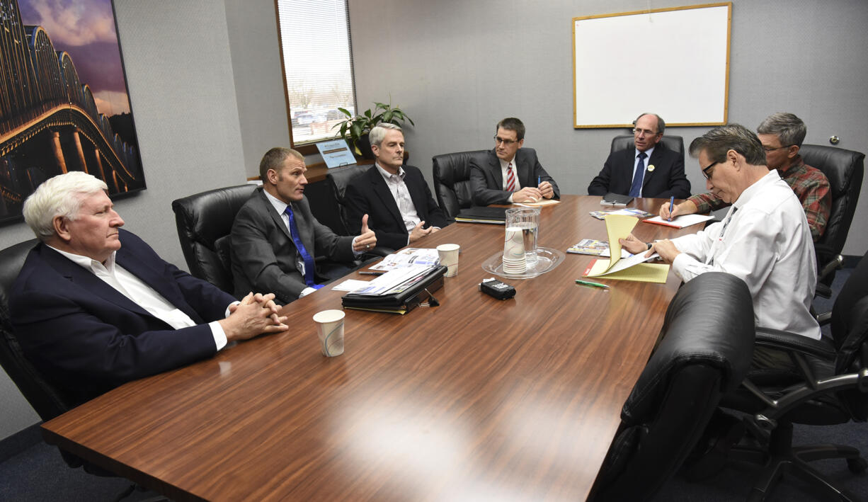 Representatives from Vancouver Public Schools meet with The Columbian Editorial Board, Monday January 23, 2016.