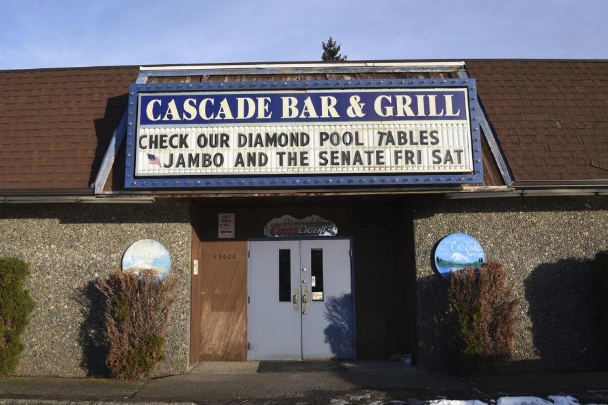 The exterior of Cascade Bar and Grill on Southeast Mill Plain Boulevard in Vancouver is seen Monday January 16, 2017.