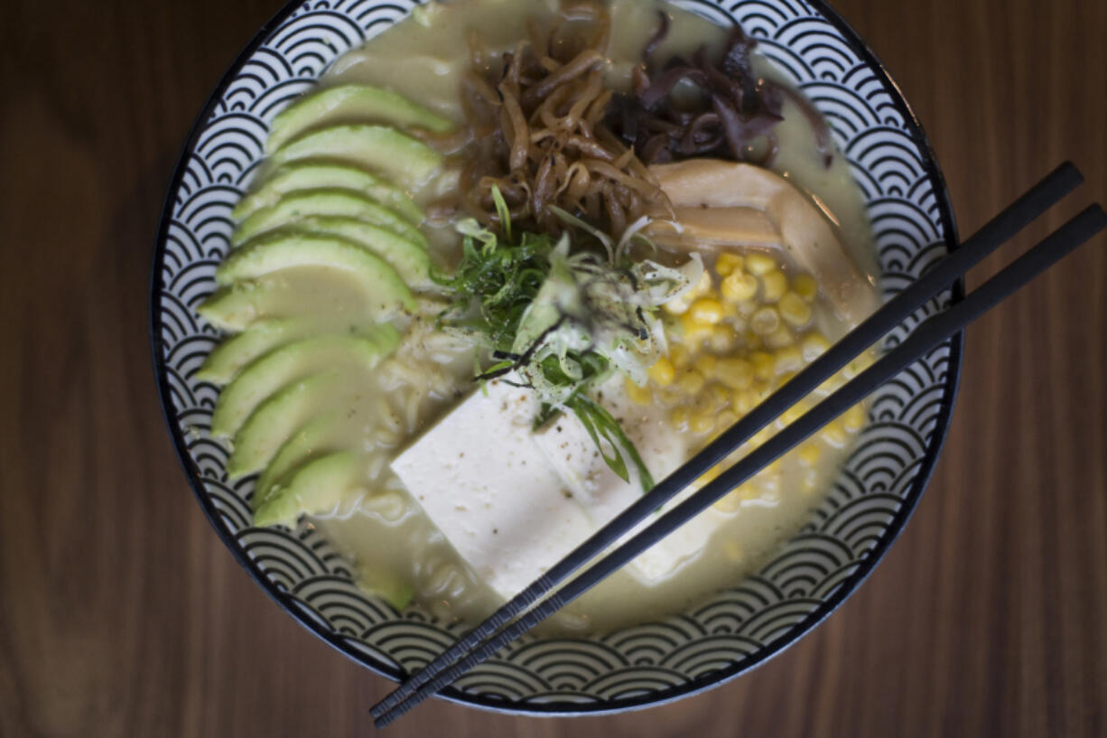 Veggie-cado ramen is served at Kenji&#039;s Ramen in Vancouver.