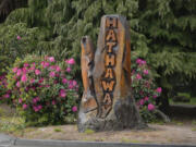 Above left: A wooden fish sculpture at Hathaway Park.