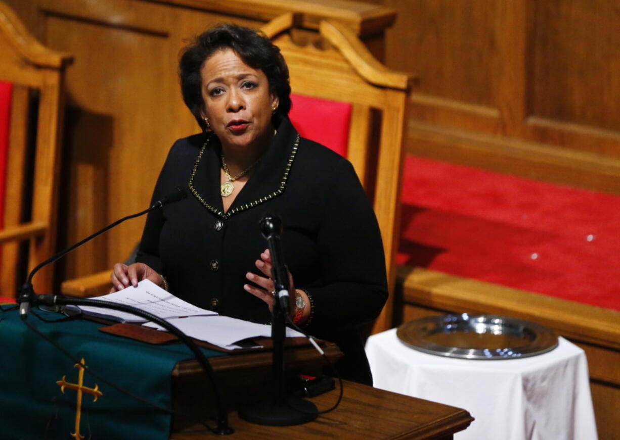 Loretta Lynch
U.S. Attorney General
speaks at the 16th Street Baptist Church, Sunday, Jan. 15, 2017, in Birmingham, Ala. (AP Photo/Brynn Anderson)