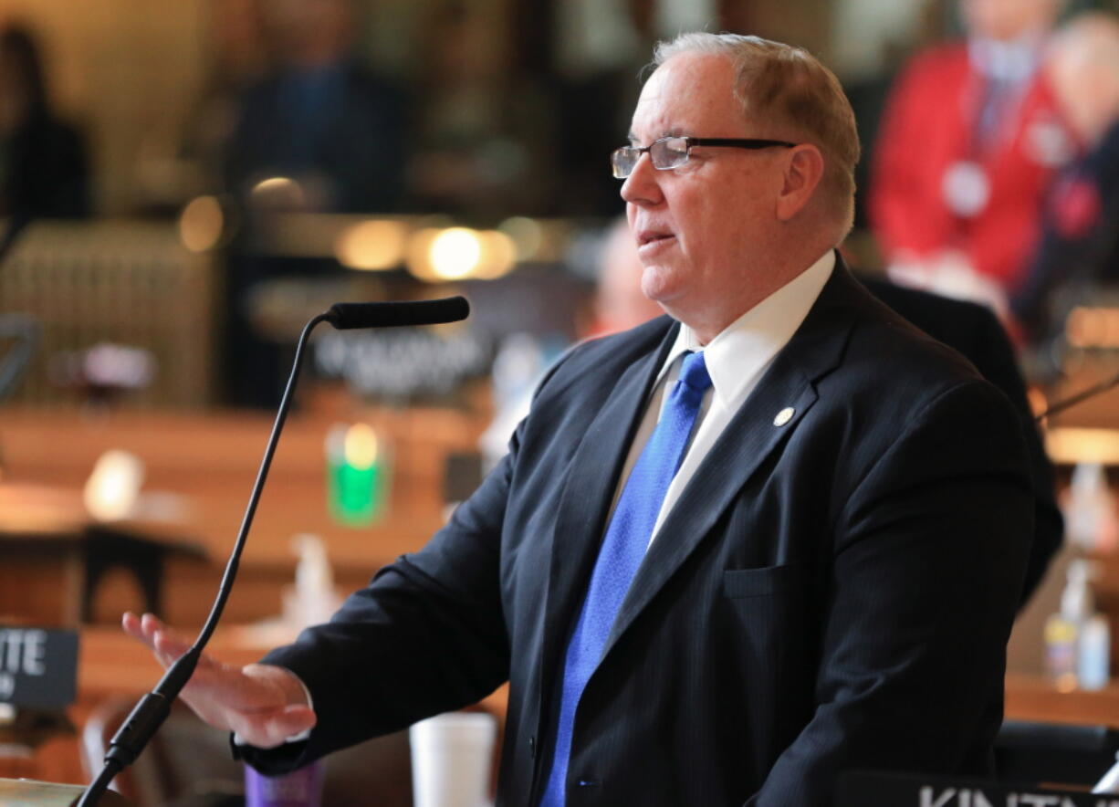 Nebraska state Sen. Bill Kintner of Papillion speaks during debate in Lincoln, Neb. Kintner, who was fined for having cybersex using a state computer, resigned Wednesday after causing further outrage by sending a tweet that implied participants at a women&#039;s march were too unattractive to be victims of sexual assault. He made the announcement less than an hour before Nebraska lawmakers were scheduled to debate whether to expel him.