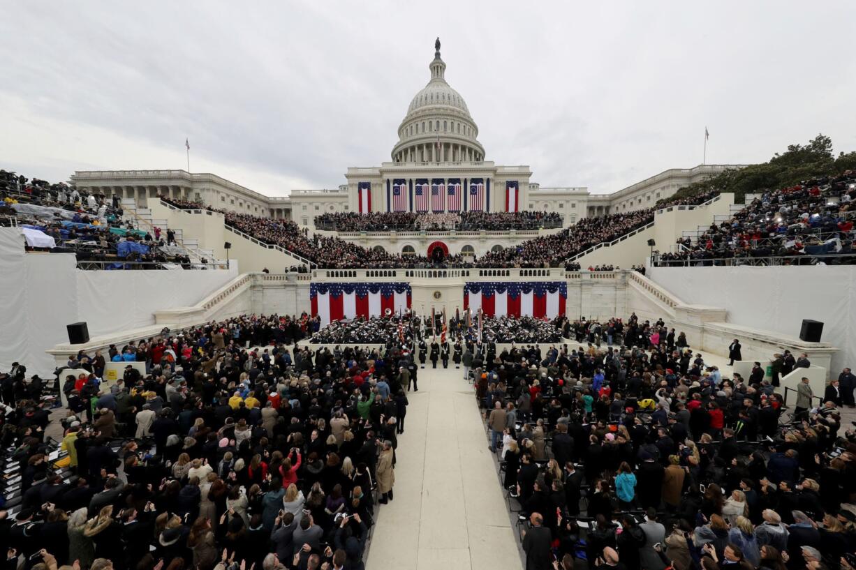 Donald J. Trump arrives on Capitol Hill in Washington, Friday, Jan. 20, 2017,  to takes the presidential oath.