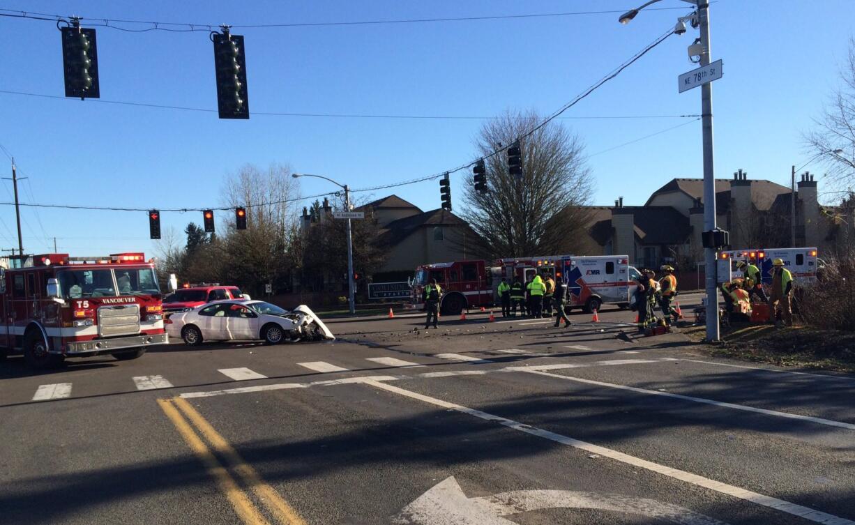 An accident at 78th Street and Andresen Road brought down power lines and blocked traffic Thursday afternoon.