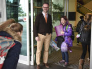 Each morning before class at the Camas Project-Based Learning Middle School, Principal Aaron Smith greets students and meets with them in assembly room for announcements, and the occasional session of callisthenics or meditation.