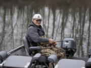 Veteran salmon angler Winston Falls of Vancouver pauses at the Langsdorf Landing boat ramp on the Columbia River downstream of Vancouver. He starts salmon fishing in late February and fishes a couple of days a week -- or more -- until late October.