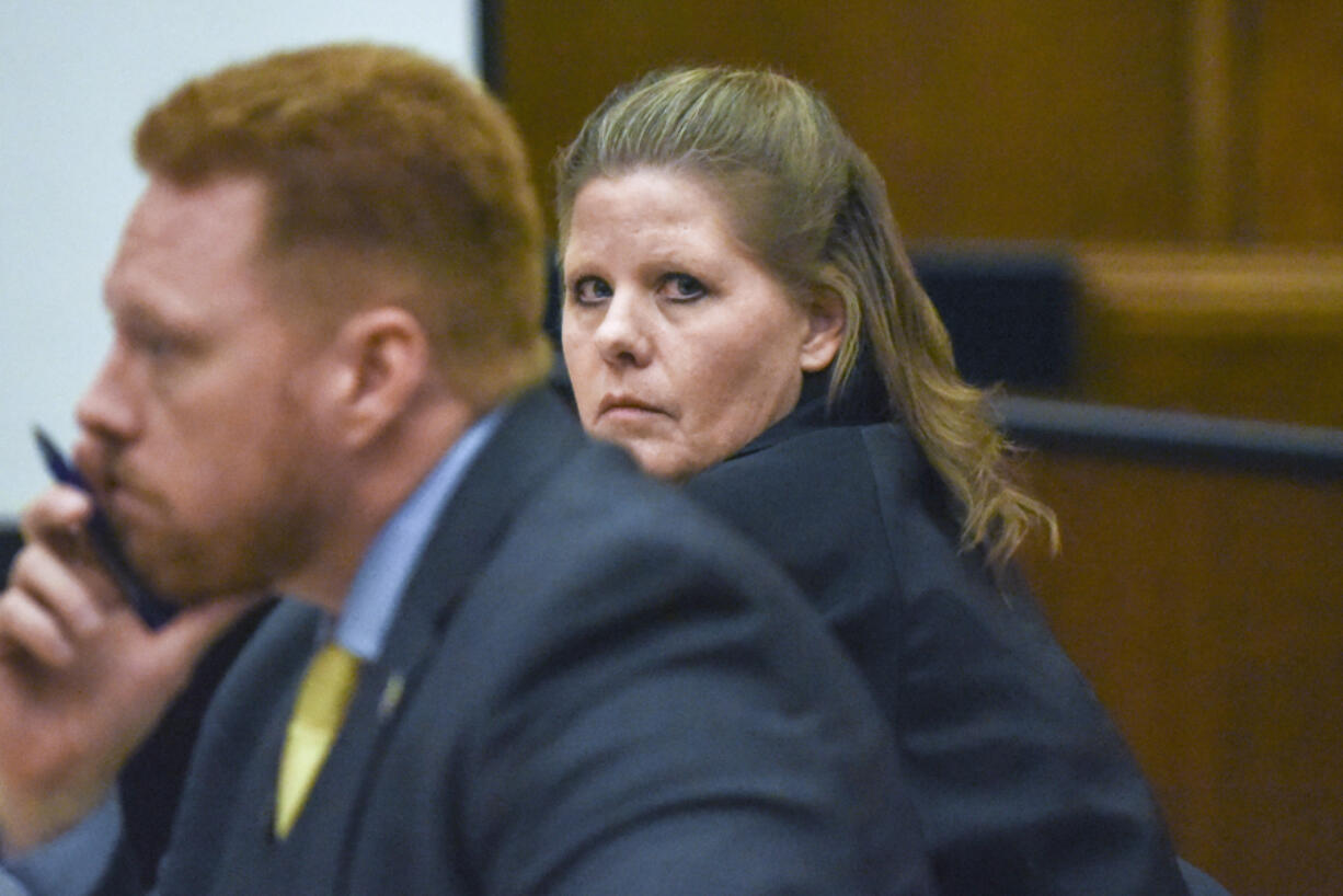 Shaun Johnson listens to the prosecution&#039;s opening statements during her retrial for vehicular assault Tuesday morning in Clark County Superior Court.