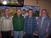 Woodland: Twins Ken Olson, from left, and Kermit Olson celebrated the 73rd birthday of their twin brothers, Cliff Olson and Clint Olson, on Feb. 8 in Woodland.