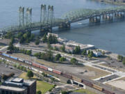 The Interstate 5 Bridge is seen near the Port of Vancouver Terminal One in May 13.