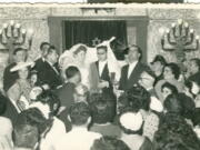 In this 1950 handout photo, provided by Tales of Jewish Sudan, a Jewish wedding is held in Khartoum synagogue, Sudan. The center of Jewish religious life, the synagogue was established in 1926 in downtown Khartoum, replacing an older small one. The synagogue was sold in 1987 after most Sudanese Jews left the country and currently is a bank.