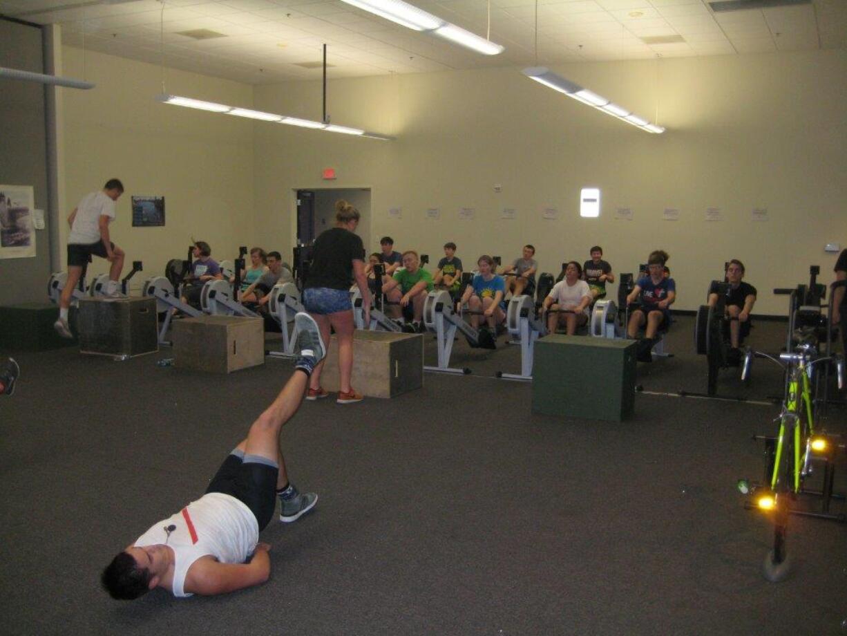 Members of the Vancouver Lake Rowing Club train at the club's new indoor facility at 3000 Columbia House Way in Vancouver.