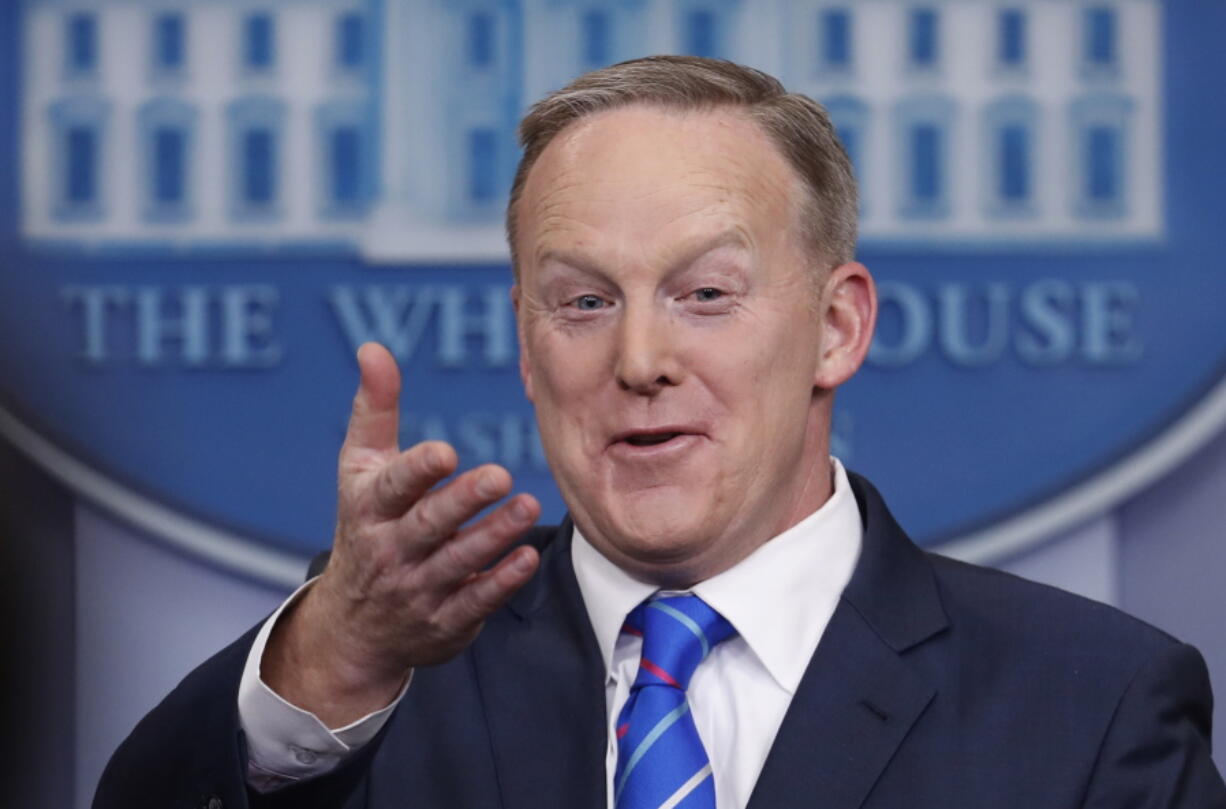 White House press secretary Sean Spicer speaks during a daily press briefing at the White House in Washington.